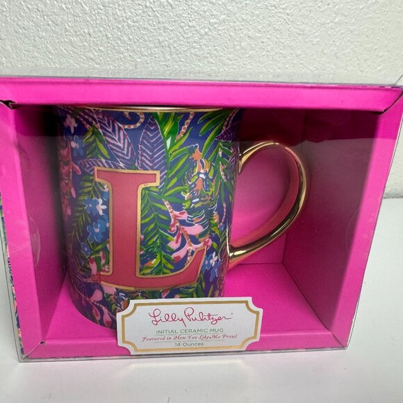 Lilly Pulitzer Accessories - NWT Lilly Pulitzer  Initial " L"  Floral  Ceramic Mug 14 oz